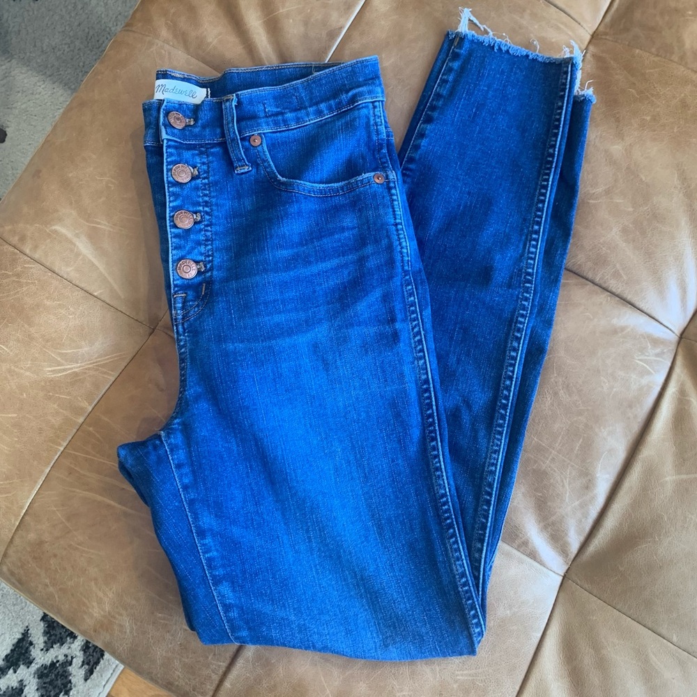 Button, madewell 10” high rise skinny jeans, 29